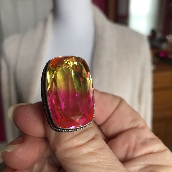 NEW Bi-Color Tourmaline 925 Sterling Silver Ring - Picture 4 of 5